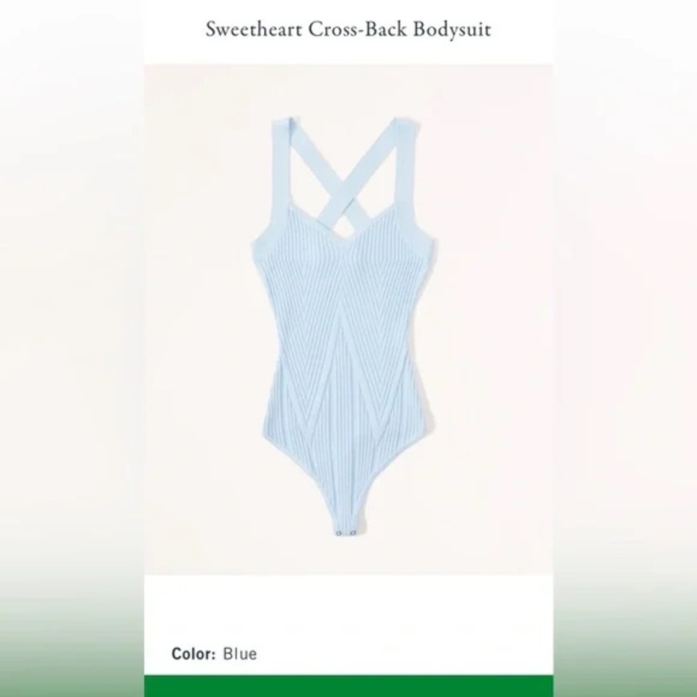 Abercrombie & Fitch Sweetheart Cross-Back Bodysuit in Light Blue -XL